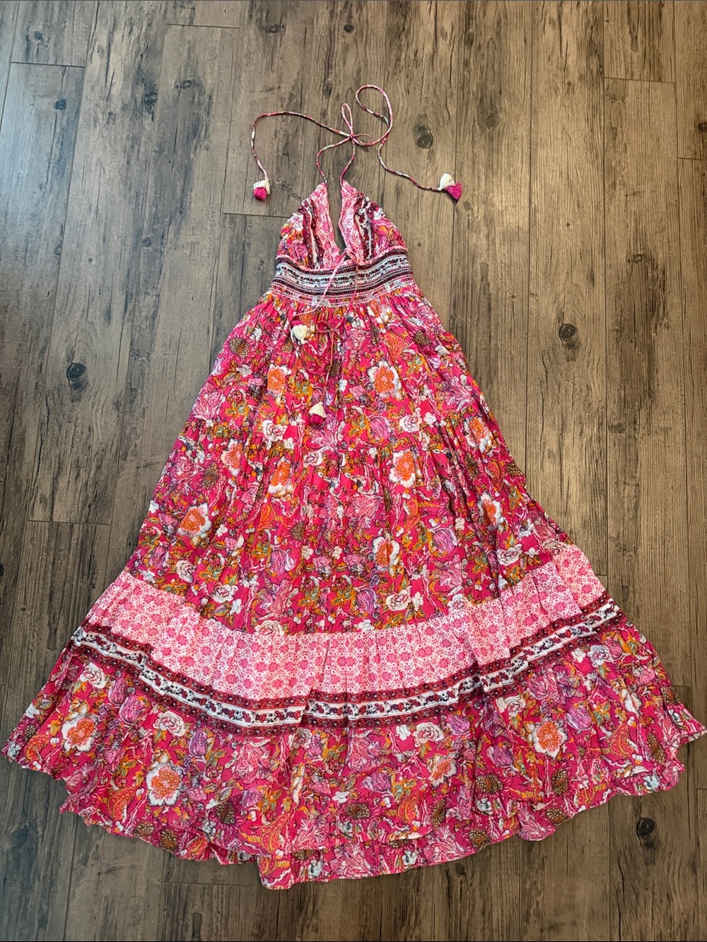 Free People Pink Floral Halter Maxi Dress